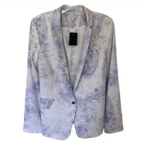 NEW! RW&CO White and Lilac Abstract Pattern Blazer